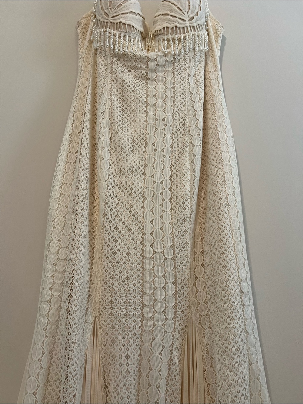 Ivory Lace Fringe Maxi Dress - Picture 4 of 9